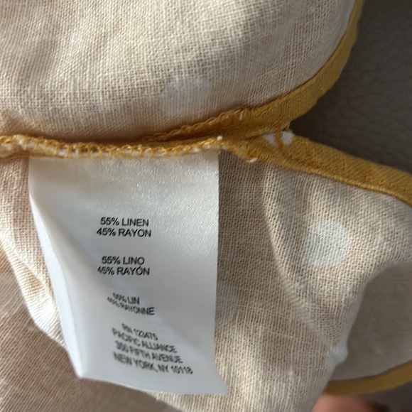 Ellen Tracy Women Yellow Polka dot Linen Blouse, size M, NWT - Picture 7 of 7